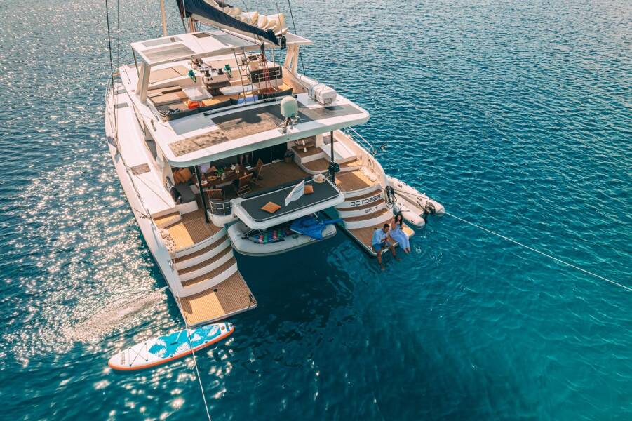 Flybridge lounge on Mazarin 55 sailing catamaran