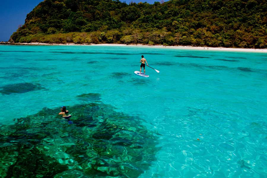 Coral reef and fish in the waters off Koh Rok