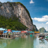 Kayaking between limestone cliffs in Phang Nga Bay
